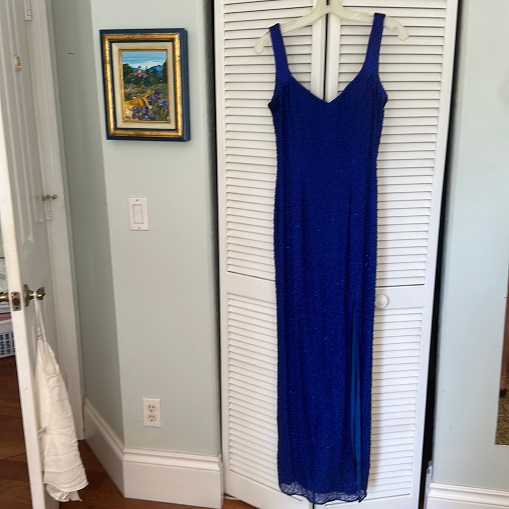 Beaded blue formal dress